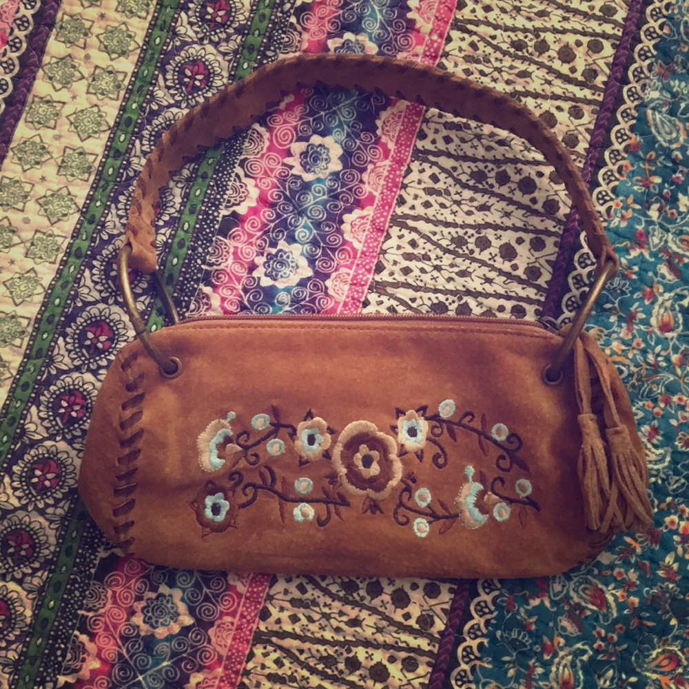 WILSONS LEATHER Boho Fringe Embroidered Bag EUC 🌻